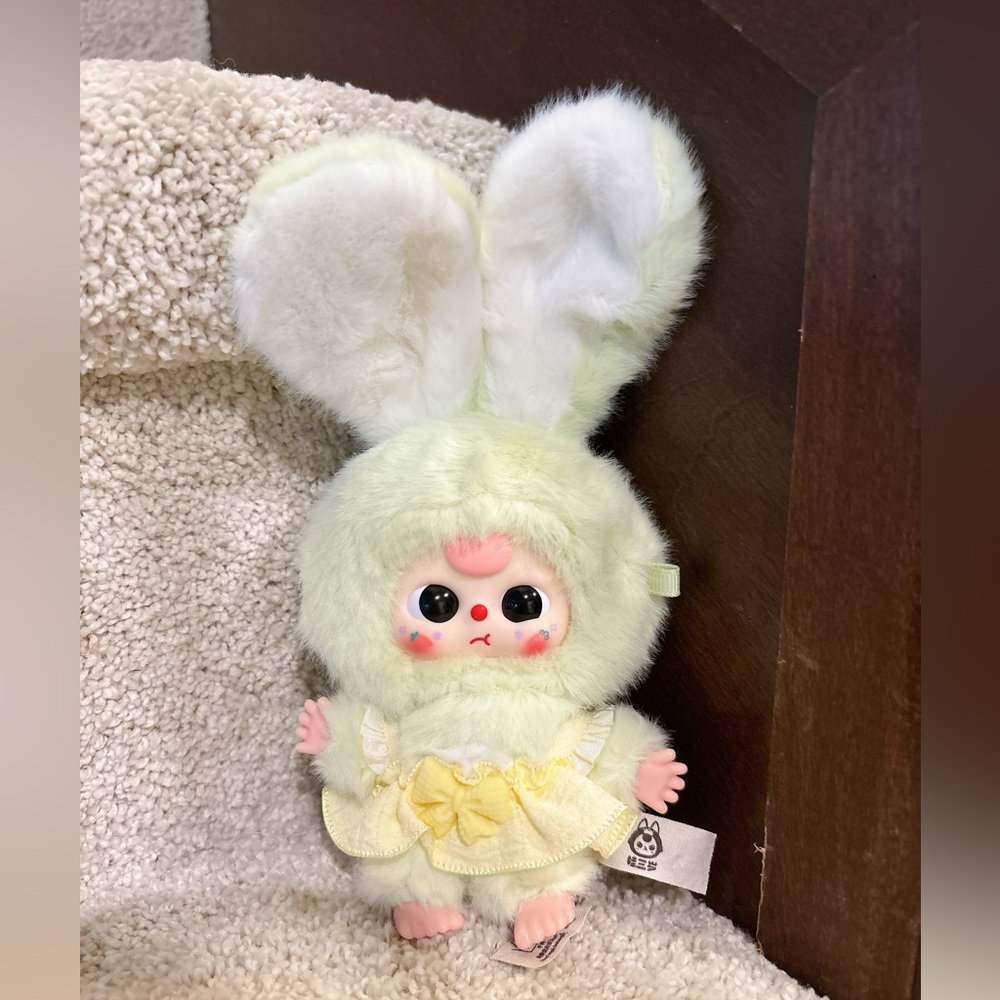 Baby Three Rabbit Macaron Mini Bunny Plush Box Light Green | Kawaii Gift